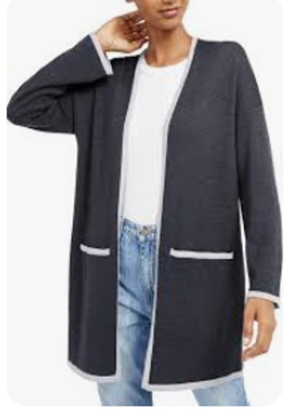 Eileen Fisher 100% Merino Wool Open Cardigan Sweater Size L Minimalist Lagenlook